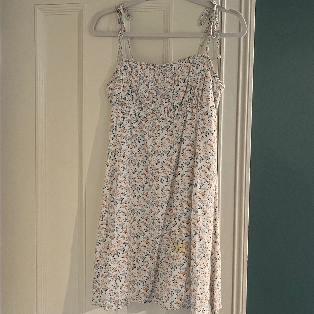 Hollister Floral Print Dress - White and Orange